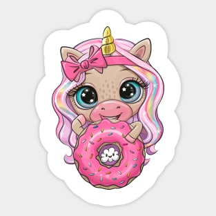 Unicorn with donut Sticker